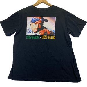 Cross Colours Tupac Shakur Graphic Print T-Shirt Men's Large Black